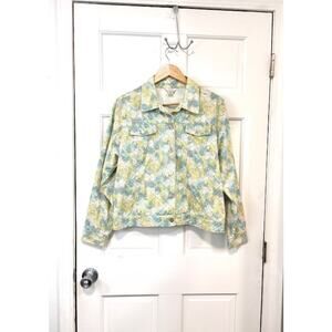Christopher & Banks Jacket Womens XL Floral Butterfly Print Lightweight Spring